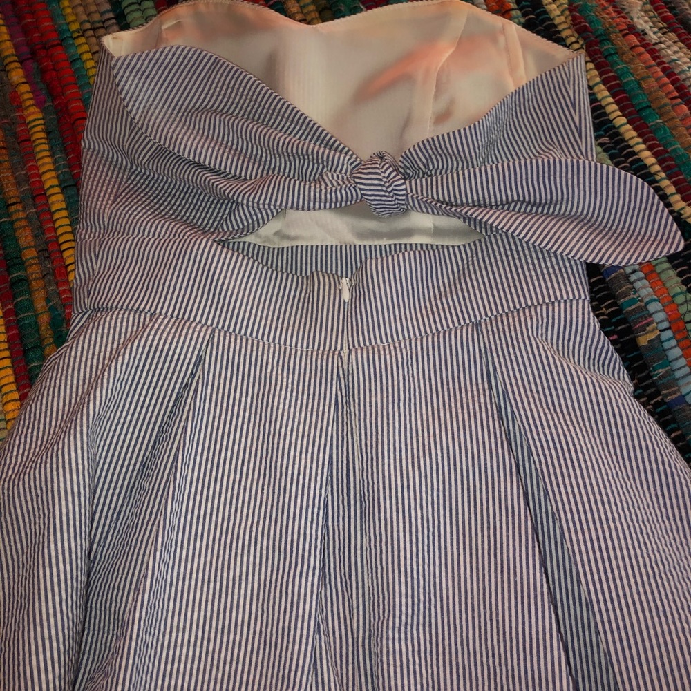 Lauren James strapless seersucker dress